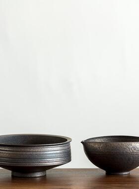 铁锈釉水大号杯茶鎏金釉盂洗陶瓷收纳65045建水茶艺花插茶道洗配