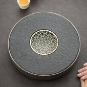 乌金石茶台盘家用储水托盘圆形简LUT约瓷干茶泡茶沥水盘大陶茶盘