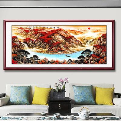 客厅景国山风水画旭日东升招财背墙办公室画鸿运当景头挂HS-09030