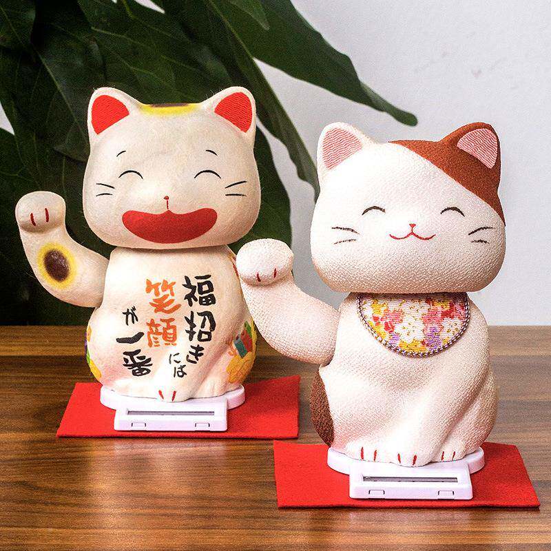 日本都京能手工龙虎作摆手摇头招财招福猫太SER阳摆猫件送礼饰品