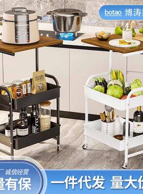 咖可移QYR动沙发边柜层简易用小桌子小推车双轮滑啡桌置物架家角