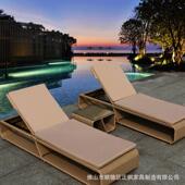 户外躺店椅编躺床海边 197泳池沙滩椅酒温小泉休闲区躺藤椅茶几组
