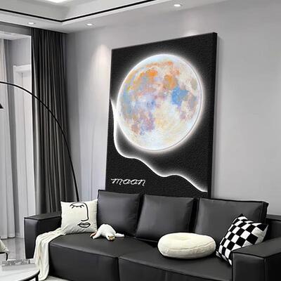 发月球客厅感装饰画沙新背景墙挂画2025款高级壁灯光入RER户门玄