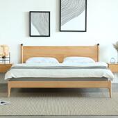 欧轻奢风格 全床 573实木简约现北代大床锥包形脚榉木卧室双人床邮