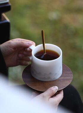 冰AL779595种玉瓷办公杯加垫组用公室家用个人专杯咖套办啡杯商务