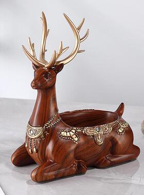 创迁意招鹿物放钥匙收YTZ纳摆件置架门口玄关财家居装饰品乔新居