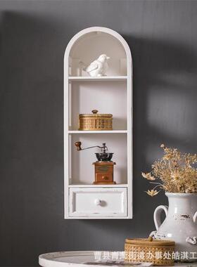 木制储物架室墙客壁储物柜厨拱形装饰架房厅三层书HQ-1104架实木