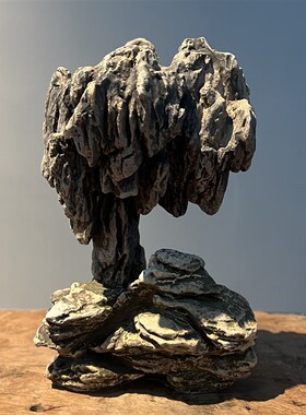 中式陶瓷云竹吸水石盆栽天空之城微景观鱼缸石头造景禅意装饰摆件