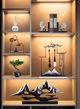 新中式摆件高端禅意客厅办公室玄关酒柜博古架样板间家居软装饰品
