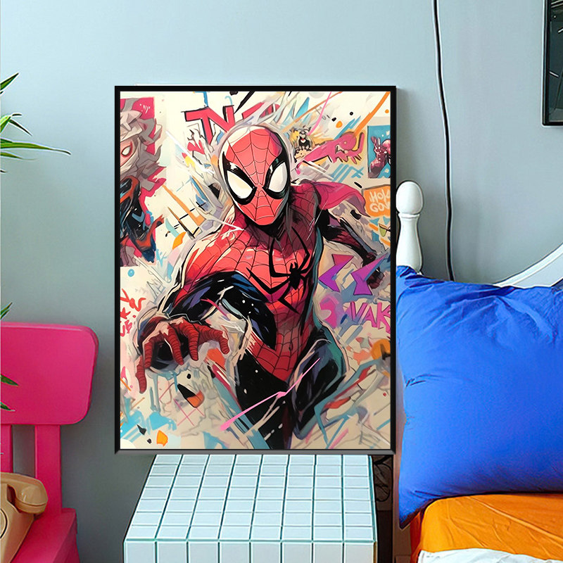 蜘蛛侠平行宇宙卡通动漫数字油画diy手绘丙烯油彩画手工装饰挂画,家居饰品,DIY/数字油画,淘宝优惠券,粉丝福利购,淘宝优惠卷