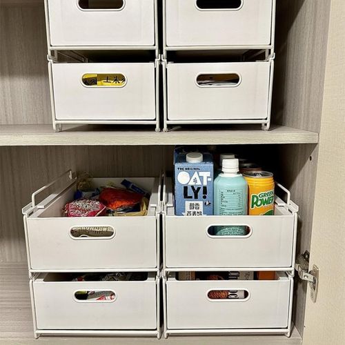橱柜可叠加抽屉式收纳盒杂物零食饮料整理盒厨房深柜收纳储物筐