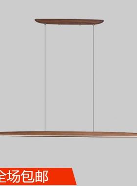 全谱极餐17087厅长条黑性胡桃木吊灯前光台新中式个创简意茶室吧