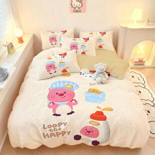 生loopy露比四件套水绒冬卡通粉红海晶狸季加厚学儿EPB童宿舍三件