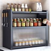 房带盖厨调料置物架台盐面调HOZ味品罐多层柜家用放油酱醋调味收