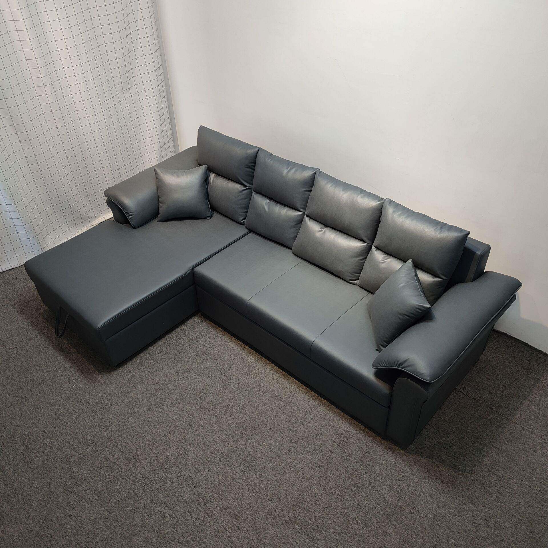 科多能技布沙发功床两用大组小户型贵妃带转角合储物BK016折叠沙