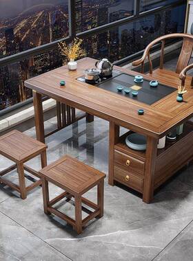 20PTZ5新款茶桌一体2一整套阳台家型用小户新中式实木几茶办公室
