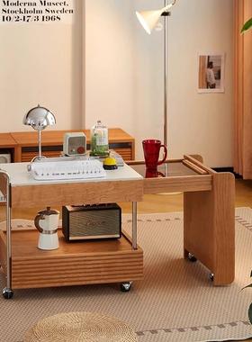 茶几木小桌子日式实樱桃木茶桌可移动小推茶71532车沙发边几板水