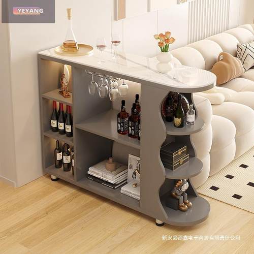 奶风边吧台桌家用酒柜实木隔断柜客厅岩无品牌/板餐子边柜厨油房