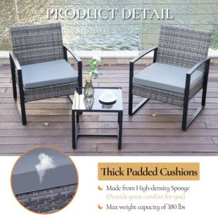 户外庭院藤花椅茶几组合三件发47770茶套编藤沙园露台别墅休闲桌