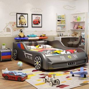 NRQ车16 0儿童皮床男孩1.2米带F护栏实木多功NRFQ106能卡通警床带