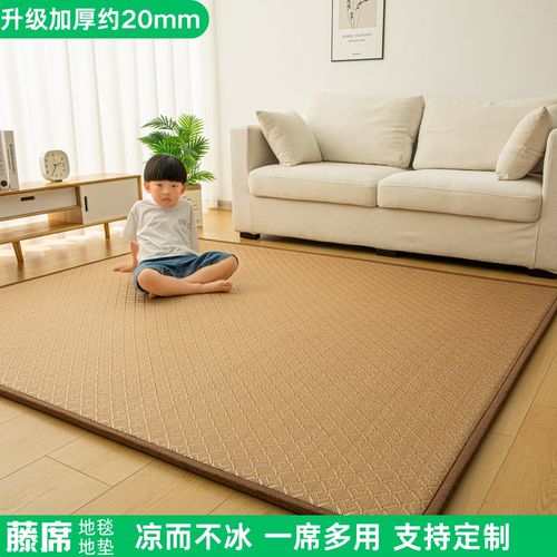 定制夏季加厚藤席地垫软垫床垫客厅宿舍床边打地铺神器榻榻米凉席