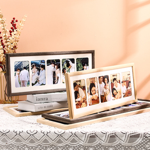 创意横竖版情侣相框五连六连放6寸照片实木框挂墙免费打印洗照片