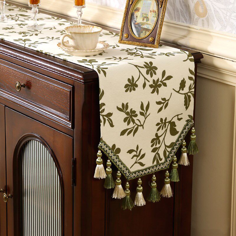 桌旗美式田园轻奢餐桌布茶几长条电视柜盖布中古风斗柜鞋柜桌垫
