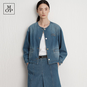 Marc 复古高级感圆领蓝色牛仔外套夹克女 MOP Polo
