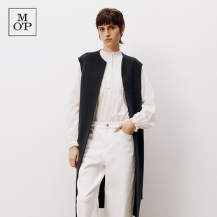 Marc O'Polo/MOP春季新款气质时尚绵羊毛风衣无袖毛呢外套大衣女