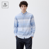 MOP Marc 气质纯棉翻领条纹休闲通勤长袖 Polo 新款 男士 夏季 衬衫