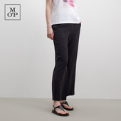 Polo MOP休闲自然腰阔腿裤 Marc 春季 纯色女士黑色醋酸纤维直筒