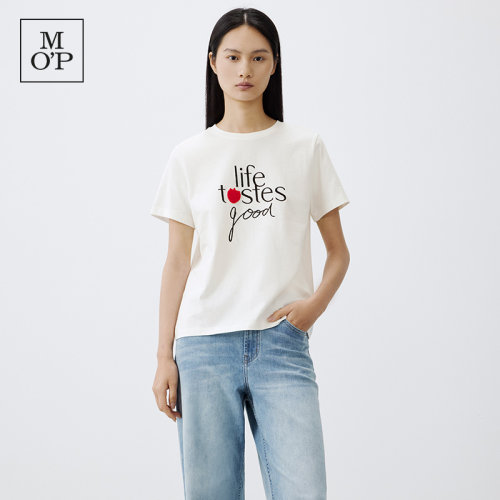 Marc O'Polo/MOP 夏季新款好看纯棉宽松字母印花圆领短袖T恤女士