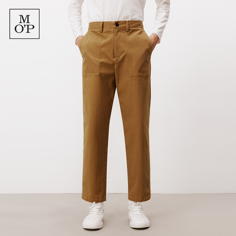 Marc O'Polo/MOP休闲直筒裤纽扣工装口袋秋季宽松型亲肤透气男士