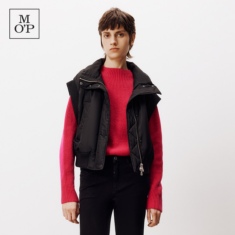 Marc O'Polo/MOP春季新款立领斜插袋无袖保暖棉马甲女士上衣外套