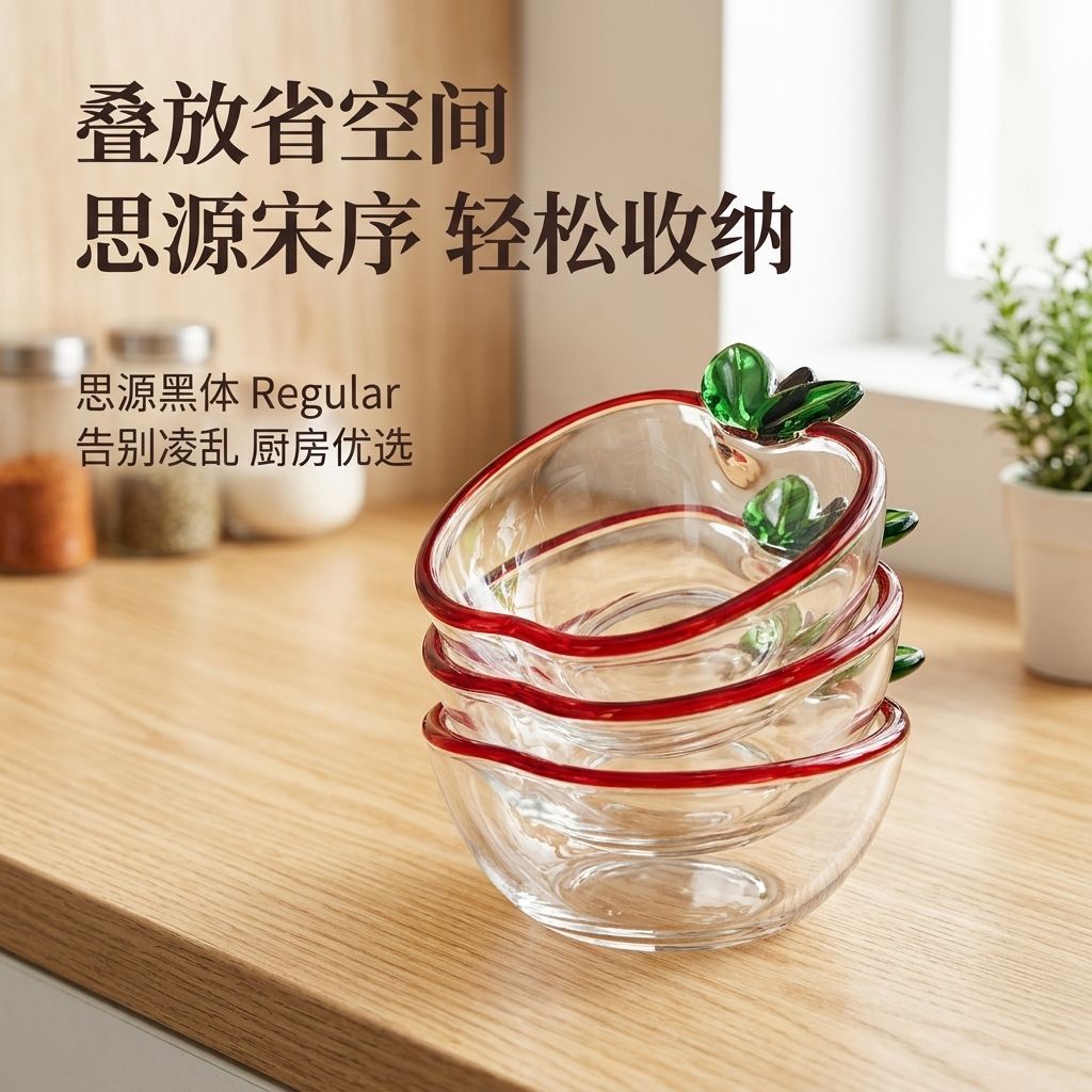 三只装特色创意玻璃小吃碟盘苹果造型火锅蘸料餐具盘子碟子盘蘸料