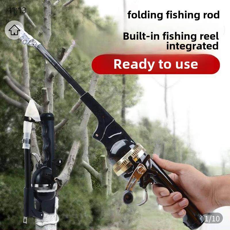 横菲精选可折叠鱼竿内置鱼线轮一体钓鱼竿便携超短抛竿不炸线海竿