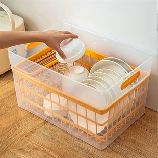 厨房碗碟收纳架带盖放餐具的碗箱碗架置物柜子家用沥水碗筷收纳盒