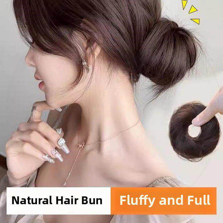 假发真发全真人蓬松发圈发量少的盘发器自然花苞头高弹力发饰头绳