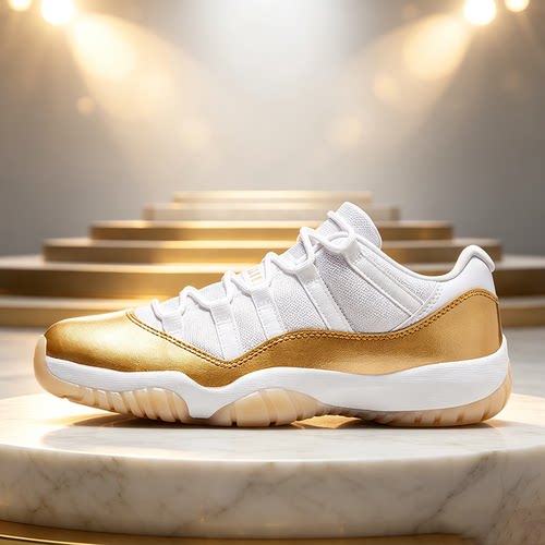 耐克女鞋 AIR JORDAN AJ11 白黄低帮运动鞋复古篮球鞋 AH7860-102