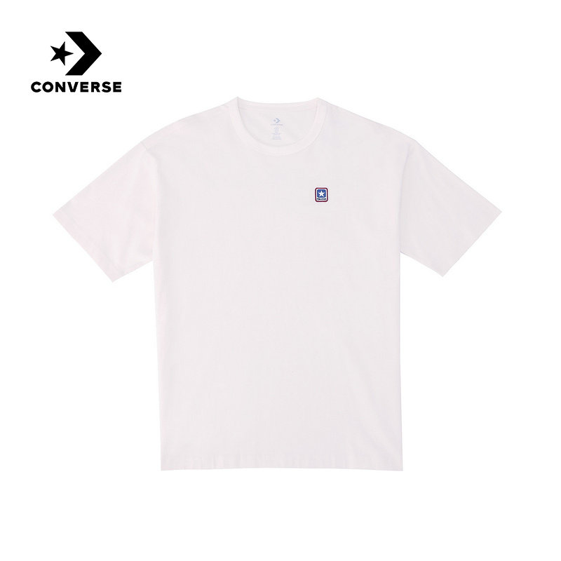 Converse匡威情侣款运动休闲短袖圆领简约百搭白色T恤UCJ437-W2Y