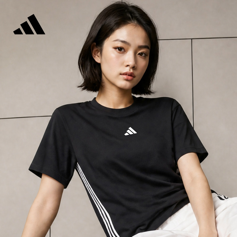 adidas阿迪达斯夏季新款女子运动休闲透气短袖圆领T恤JD0846图片