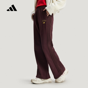 女针织高腰运动休闲喇叭裤 26新款 KH2708 长裤 adidas阿迪达斯新年款
