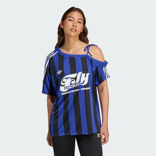 adidas阿迪达斯夏露肩运动足球衫 T恤吊带KD2278 女三叶草短袖