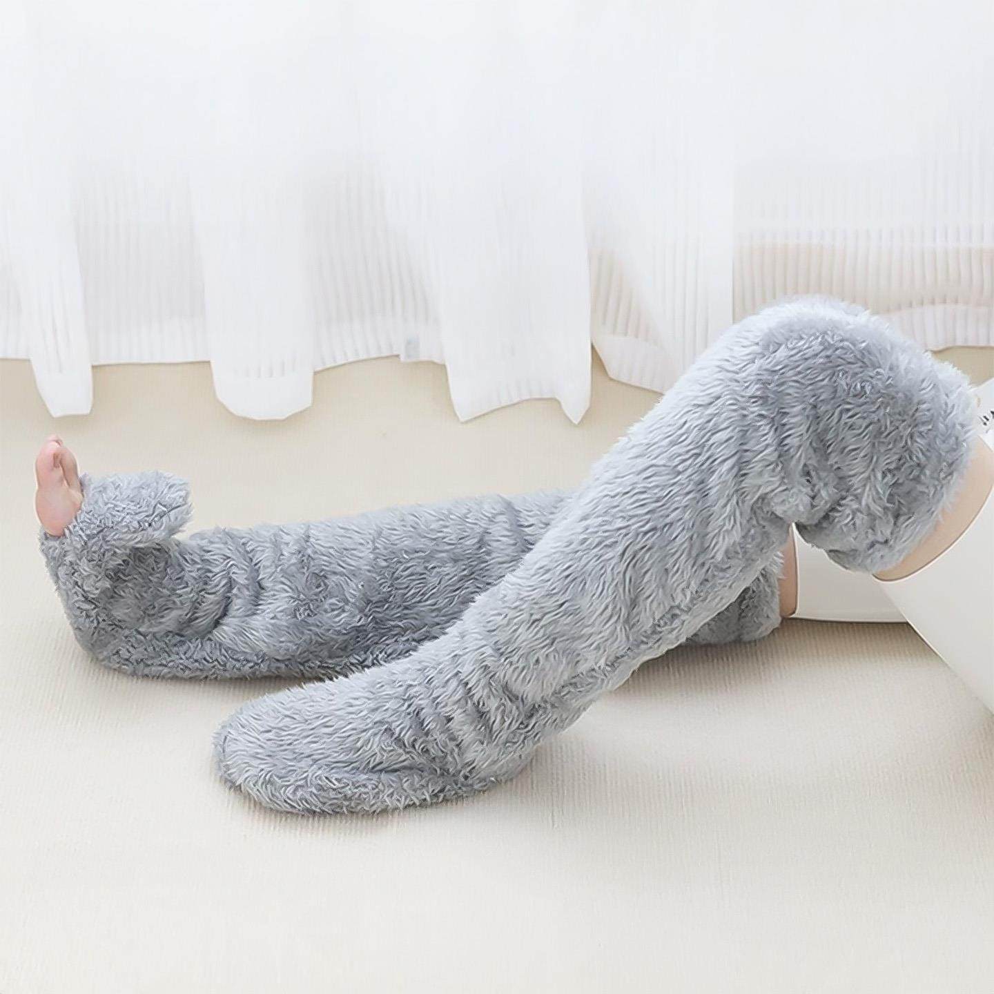 日本こうしつ过膝保暖袜中长筒加厚加绒老人男女士居家冬季睡眠袜