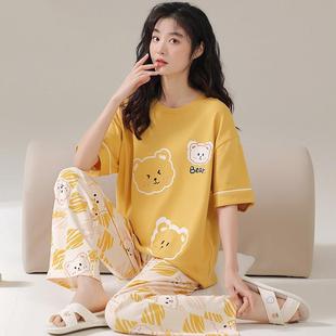 夏天薄款 日本睡衣女夏季 两件套2025新款 长裤 高级感家居服 棉质短袖