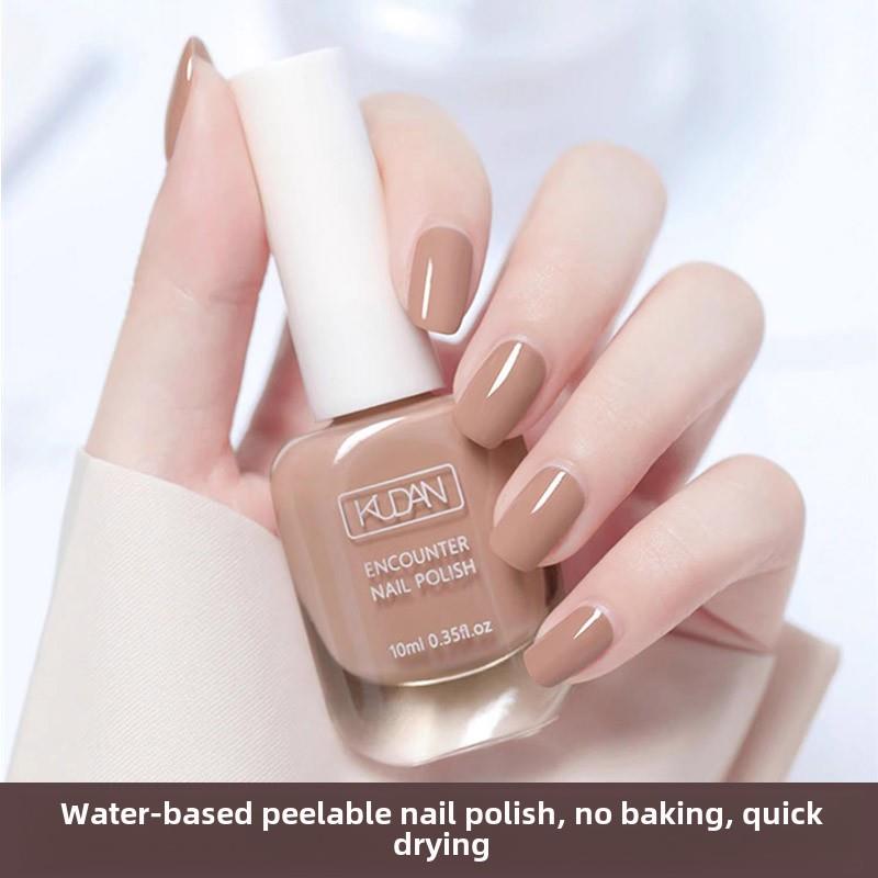 水性健康女性指甲油2025新款免焙长效快干水晶闪光银色可撕下裸色