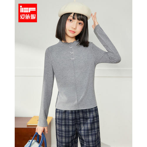 MINIIEF【爱依服童装】2026冬季新款针织打底衣女童甜美T恤上衣