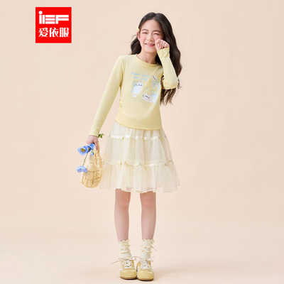 IEF/爱依服【童装】2026新款春季卡通印花百搭打底衫小清新女上衣