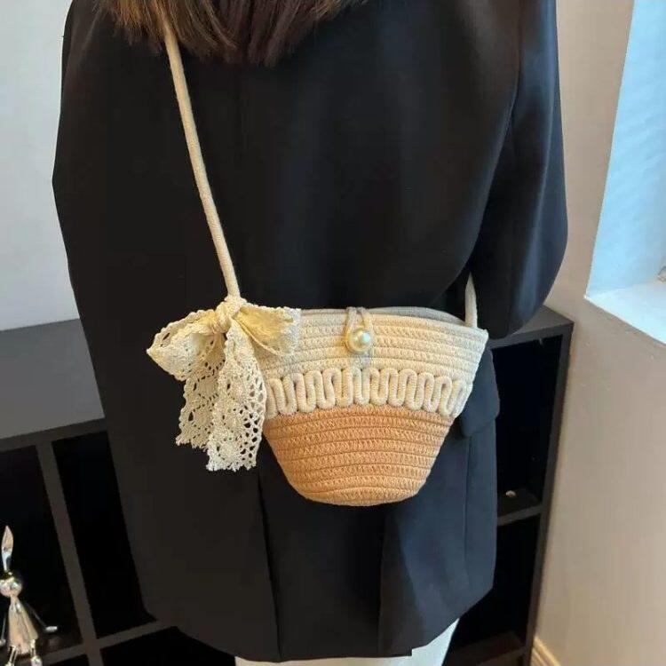 文艺小包包女草编包沙滩编织包女包斜挎小包海边草包2026新款森系