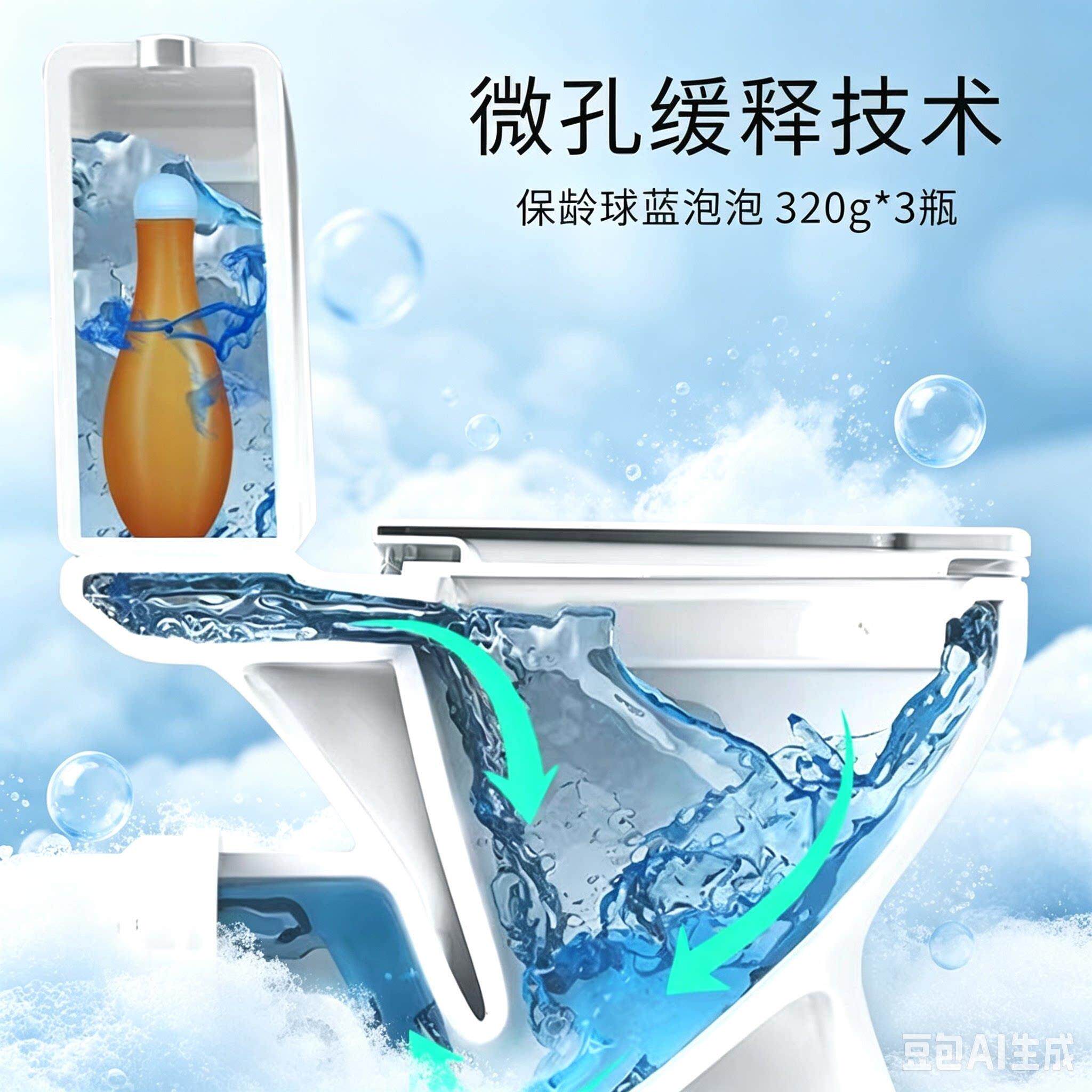 臭【39.9新到57910手6蓝瓶】浪莱款保龄球泡泡洁厕宝家用卫生间除